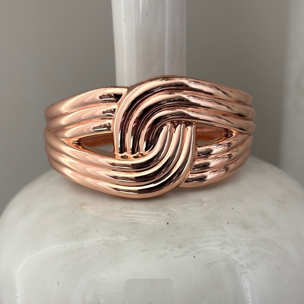 Laura Ford Rose Gold,pink gold,chunky,curvy cuff hinged bracelet